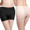 Bodysuit shapewear for women displayed in black and nude colors, showing front and back views.