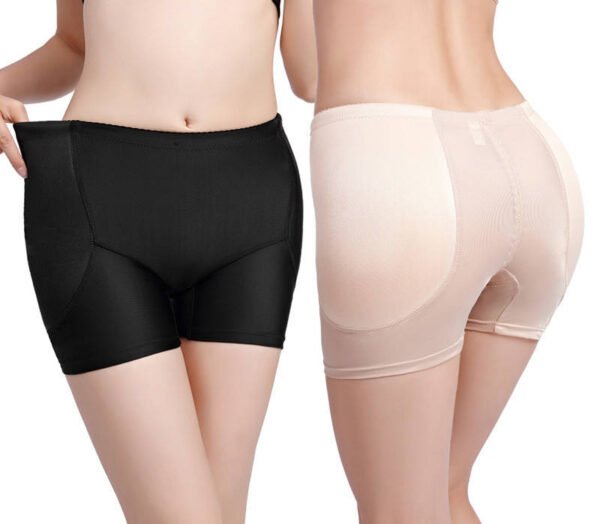 Bodysuit shapewear for women displayed in black and nude colors, showing front and back views.