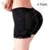 Black shapewear with padded hip and butt enhancement, showing four pads and lace trim.