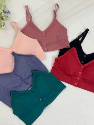 Ribbed Button Bra