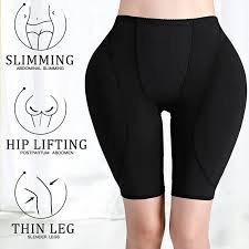 A close-up view of a pair of black hip shaping pants designed for slimming, lifting, and leg thinning.